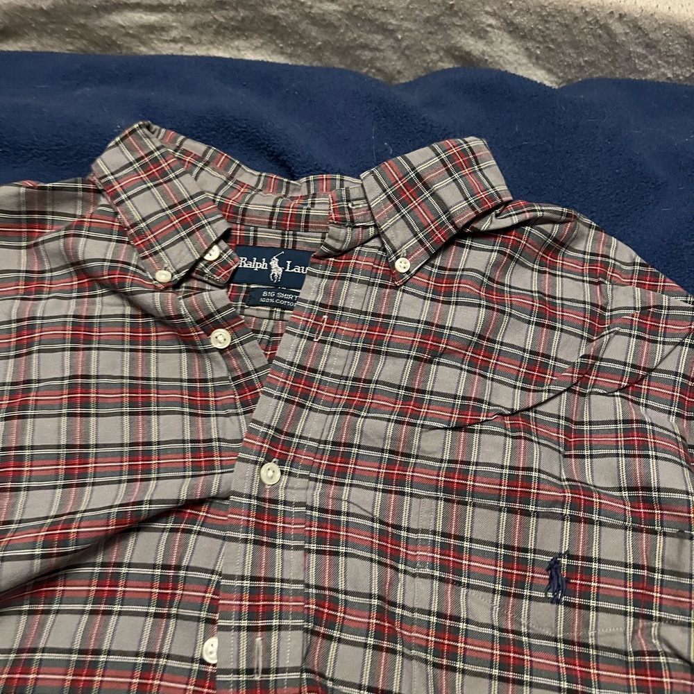 Long-sleeved button-up polo shirt